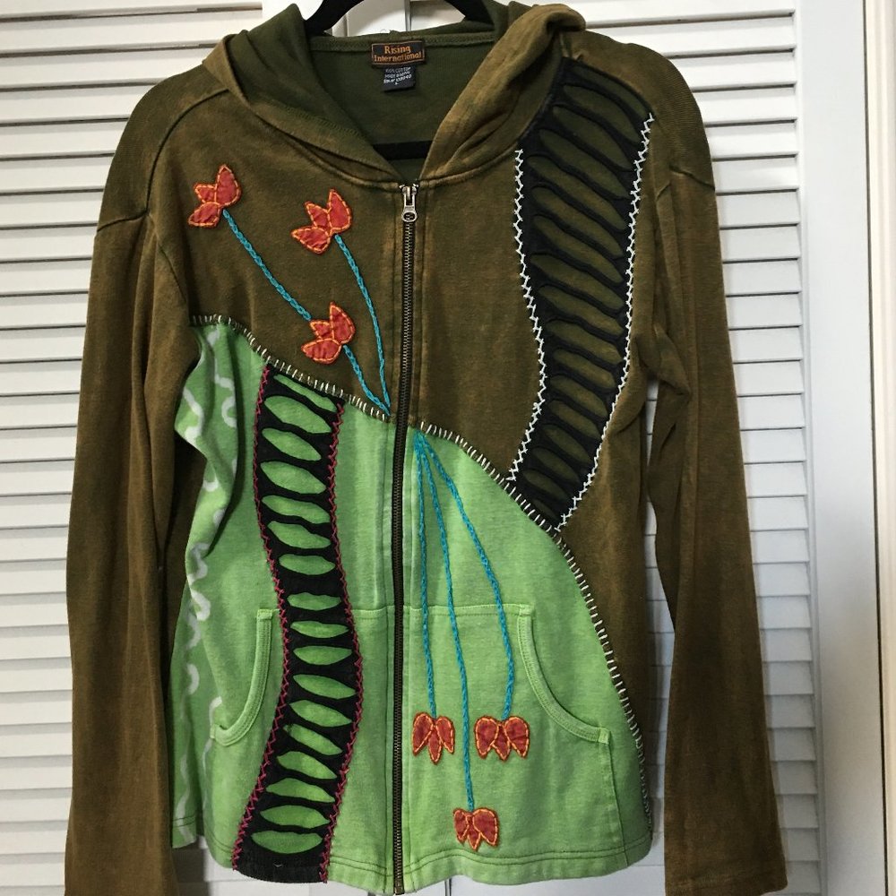 RISING INTERNATIONAL BOHO Embroidered Hoodie Jacket, L